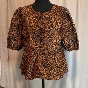Old Navy Brown Leopard Print Blouse